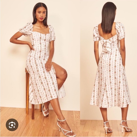 Reformation Denver linen midi dressing heath poppyseed - Picture 6 of 9